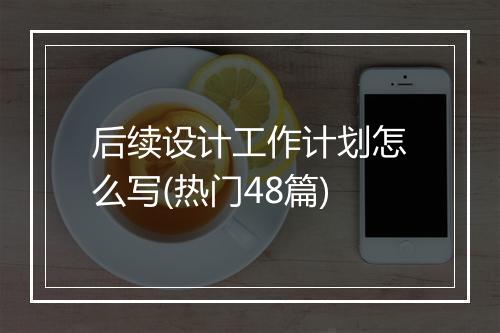 后续设计工作计划怎么写(热门48篇)