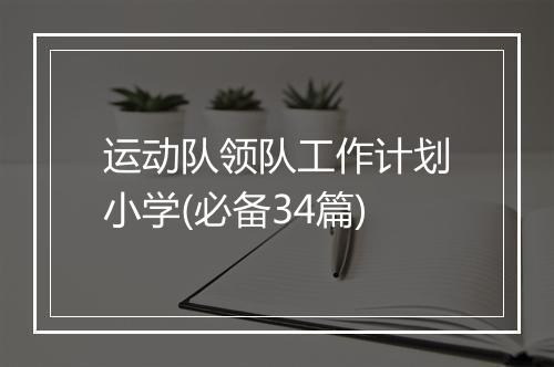 运动队领队工作计划小学(必备34篇)