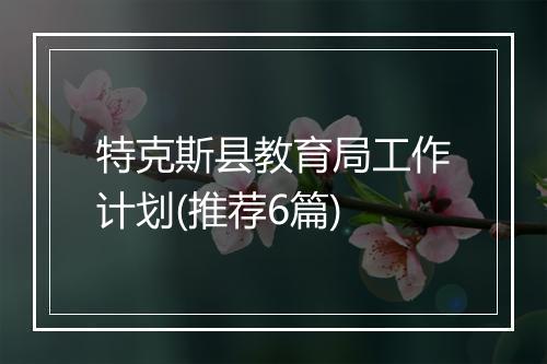 特克斯县教育局工作计划(推荐6篇)
