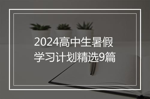 2024高中生暑假学习计划精选9篇