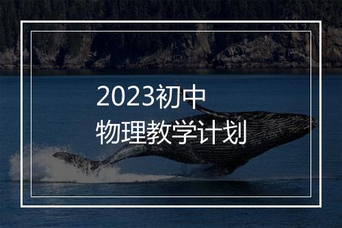 2023初中物理教学计划