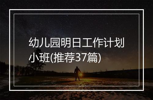 幼儿园明日工作计划小班(推荐37篇)