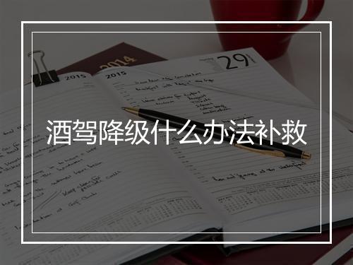 酒驾降级什么办法补救