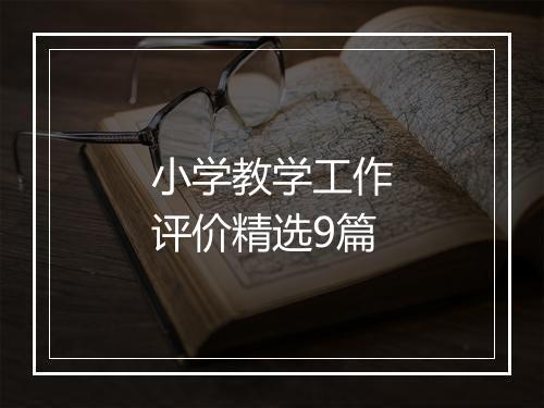小学教学工作评价精选9篇