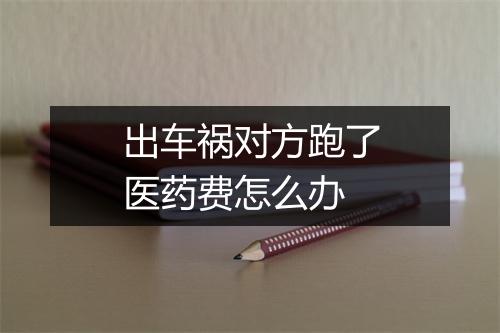 出车祸对方跑了医药费怎么办