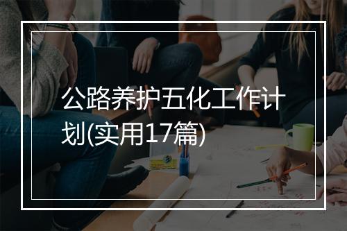 公路养护五化工作计划(实用17篇)