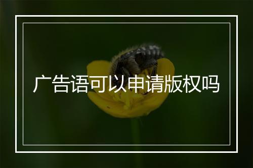 广告语可以申请版权吗