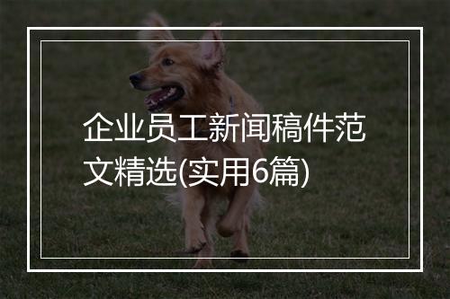 企业员工新闻稿件范文精选(实用6篇)