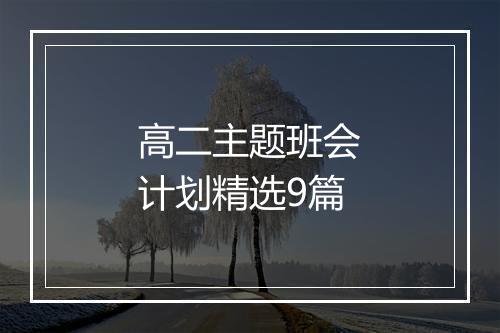 高二主题班会计划精选9篇