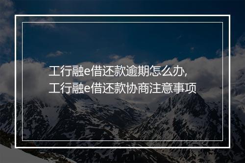 工行融e借还款逾期怎么办,工行融e借还款协商注意事项