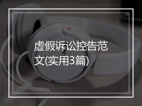 虚假诉讼控告范文(实用3篇)