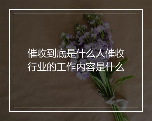 催收到底是什么人催收行业的工作内容是什么