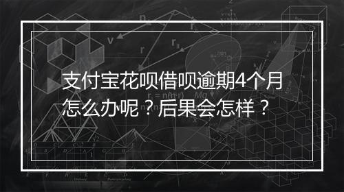 支付宝花呗借呗逾期4个月怎么办呢？后果会怎样？