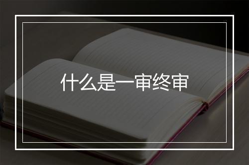 什么是一审终审