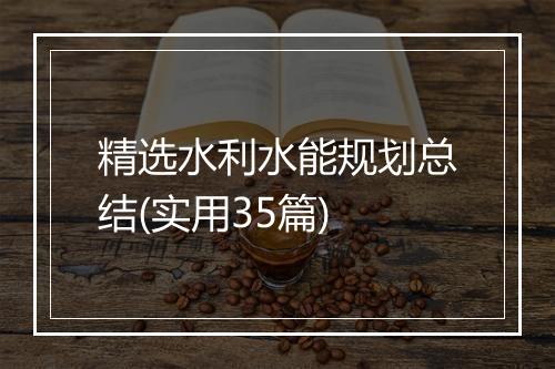 精选水利水能规划总结(实用35篇)
