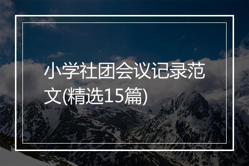 小学社团会议记录范文(精选15篇)