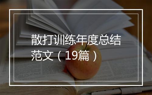 散打训练年度总结范文（19篇）