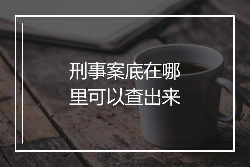 刑事案底在哪里可以查出来