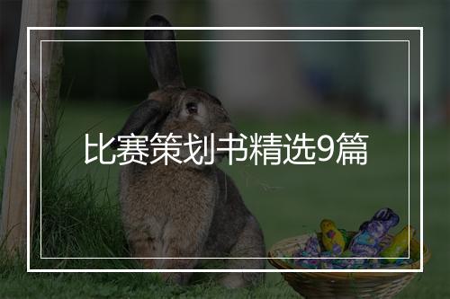 比赛策划书精选9篇