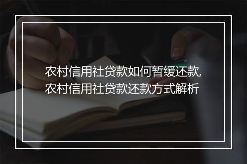 农村信用社贷款如何暂缓还款,农村信用社贷款还款方式解析