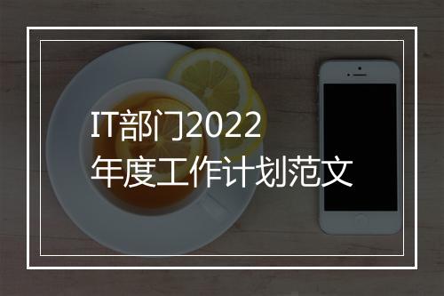 IT部门2022年度工作计划范文