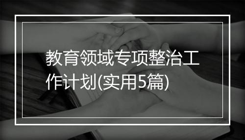 教育领域专项整治工作计划(实用5篇)
