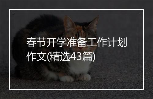 春节开学准备工作计划作文(精选43篇)