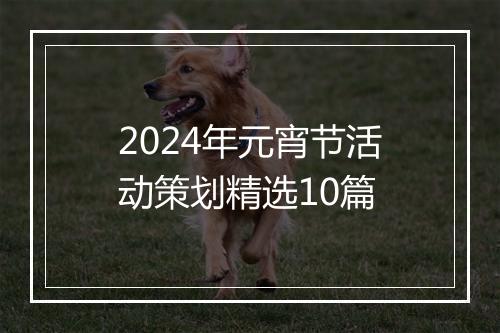 2024年元宵节活动策划精选10篇