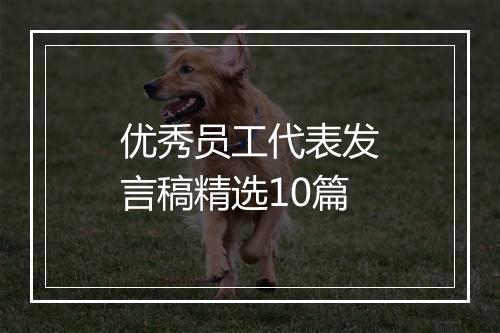优秀员工代表发言稿精选10篇