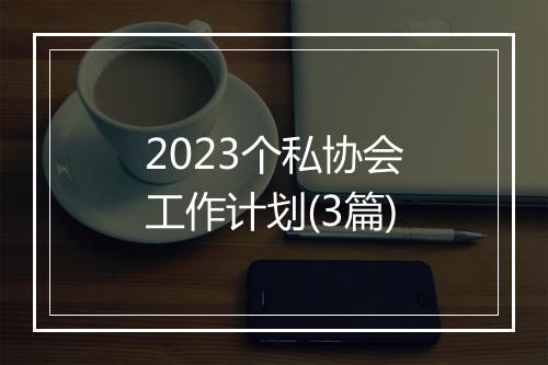 2023个私协会工作计划(3篇)