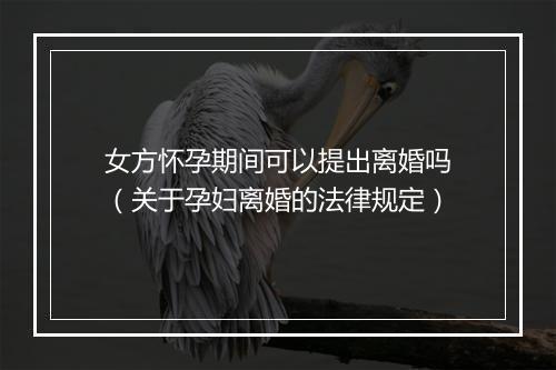 女方怀孕期间可以提出离婚吗（关于孕妇离婚的法律规定）