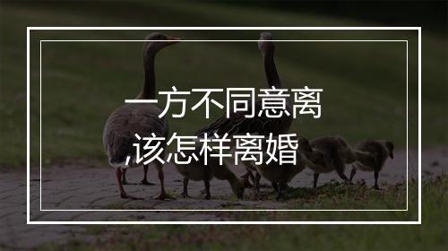 一方不同意离,该怎样离婚