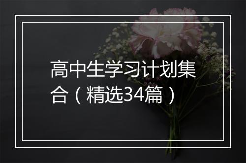 高中生学习计划集合（精选34篇）