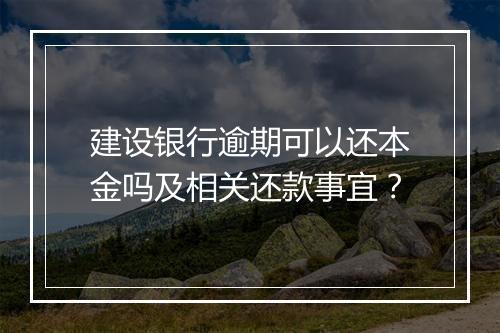 建设银行逾期可以还本金吗及相关还款事宜？
