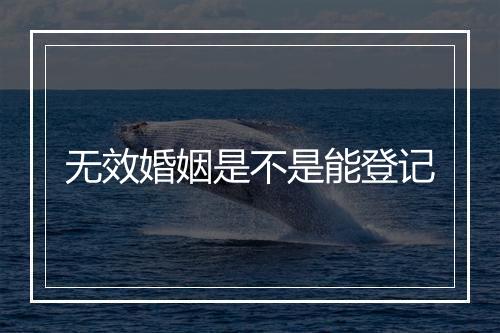 无效婚姻是不是能登记