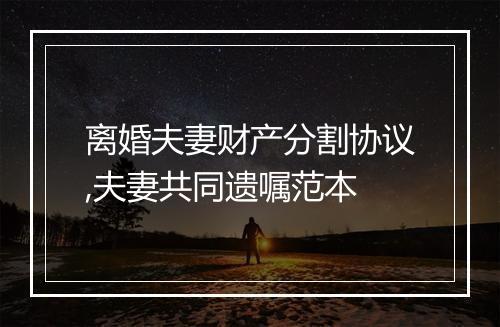 离婚夫妻财产分割协议,夫妻共同遗嘱范本