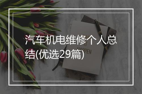 汽车机电维修个人总结(优选29篇)