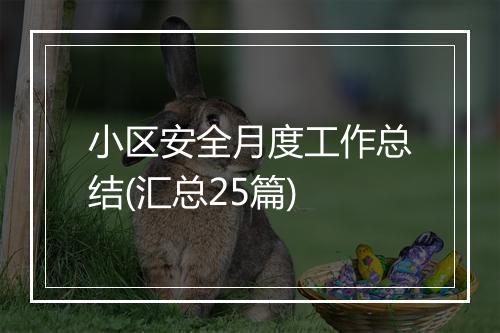 小区安全月度工作总结(汇总25篇)