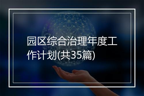 园区综合治理年度工作计划(共35篇)