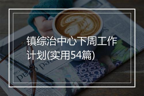 镇综治中心下周工作计划(实用54篇)