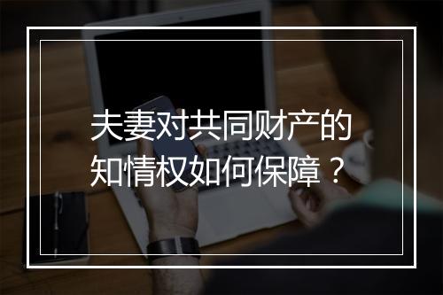 夫妻对共同财产的知情权如何保障？