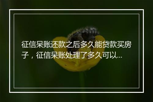 征信呆账还款之后多久能贷款买房子，征信呆账处理了多久可以贷款买手机