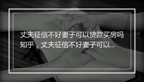 丈夫征信不好妻子可以贷款买房吗知乎，丈夫征信不好妻子可以贷款买房吗