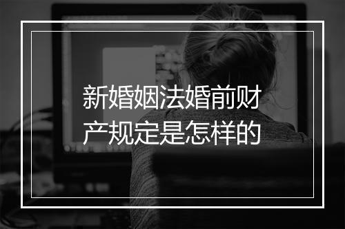 新婚姻法婚前财产规定是怎样的