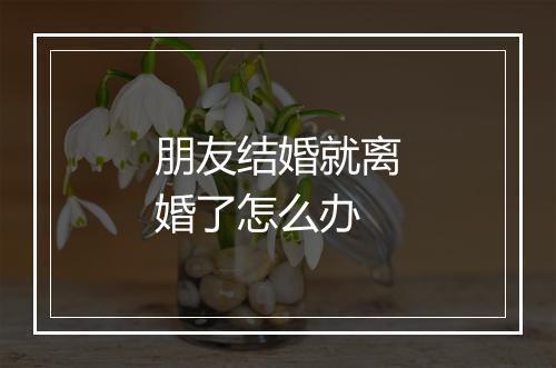 朋友结婚就离婚了怎么办