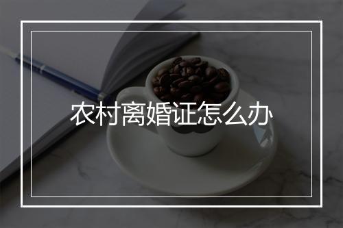 农村离婚证怎么办