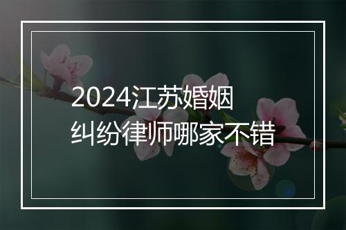 2024江苏婚姻纠纷律师哪家不错