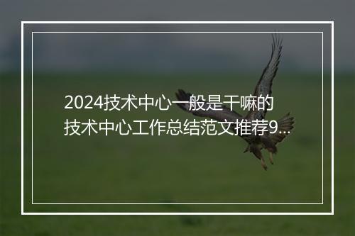 2024技术中心一般是干嘛的 技术中心工作总结范文推荐9篇