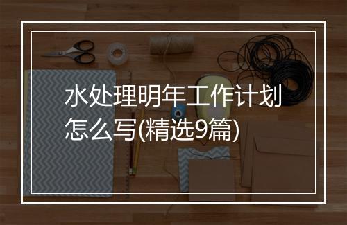 水处理明年工作计划怎么写(精选9篇)