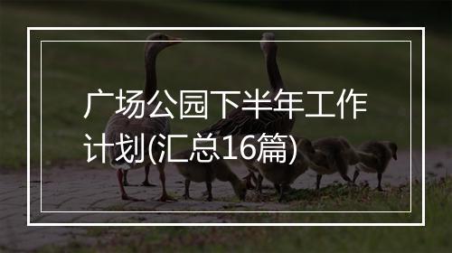 广场公园下半年工作计划(汇总16篇)